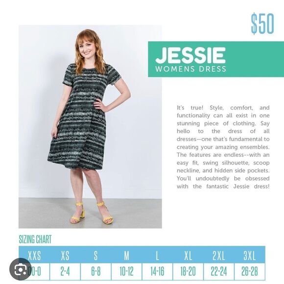 LuLaRoe Jessie Tropical Dress Size XS NWOT - Picture 6 of 6